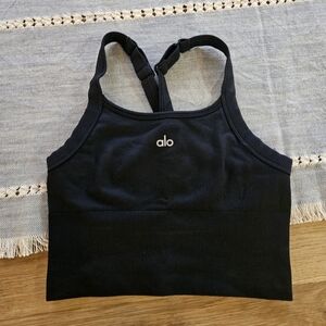 Alo Black Ribbed Sports Bra